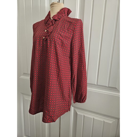 Mud Pie Women's Whitney Ruffle Neck Red Tunic Size XS 0 - 2 - Picture 3 of 8